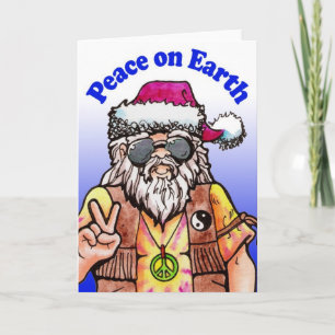 Cartes Pour Fêtes Annuelles Hippie Père Noël