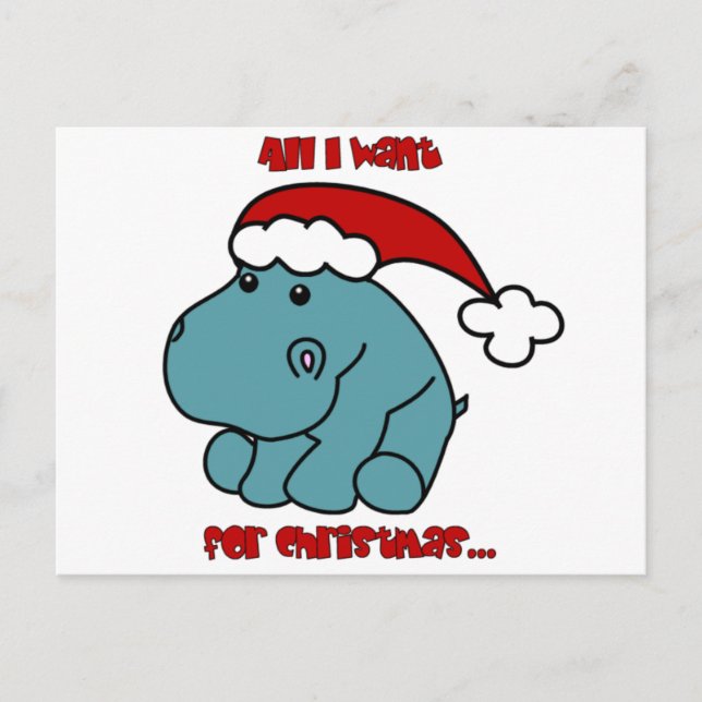 Cartes Pour Fêtes Annuelles Hippo de Noël (Devant)