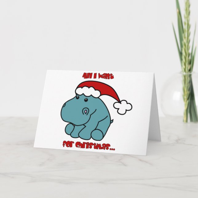 Cartes Pour Fêtes Annuelles Hippo de Noël (Devant)