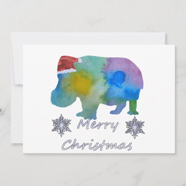 Cartes Pour Fêtes Annuelles Hippo de Noël (Devant)