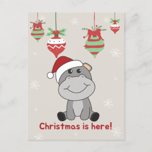 Cartes Pour Fêtes Annuelles Hippo Joyeux Noël Animaux d'hiver Hippopotames Fêt