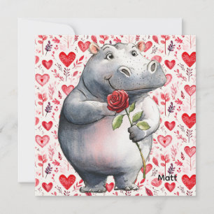 Cartes Pour Fêtes Annuelles Hippo la Saint-Valentin avec beaucoup de cœurs