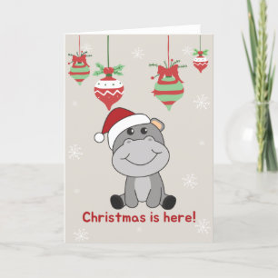 Cartes Pour Fêtes Annuelles Hippo Merry Christmas Winter Animals Hippos Holida