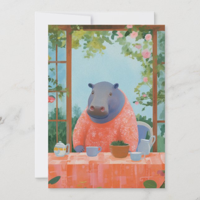 Cartes Pour Fêtes Annuelles Hippo mignon (Devant)