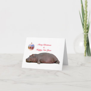 Cartes Pour Fêtes Annuelles Hippo Noël et voeux de Nouvel An