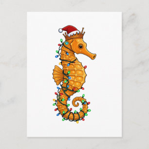 Cartes Pour Fêtes Annuelles Hippocampe Festif Portant un Chapeau de Père Noël