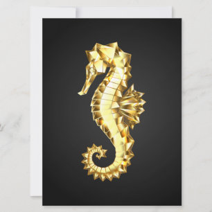 Cartes Pour Fêtes Annuelles Hippocampe Polygonal Or