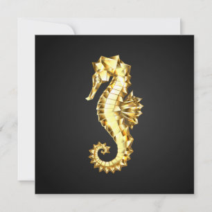 Cartes Pour Fêtes Annuelles Hippocampe Polygonal Or