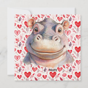 Cartes Pour Fêtes Annuelles Hippopotame à la Saint-Valentin avec beaucoup de c