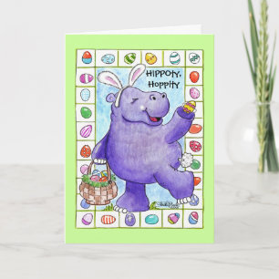 Cartes Pour Fêtes Annuelles Hippopotame de lapin de Pâques
