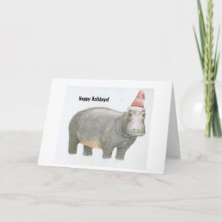 Cartes Pour Fêtes Annuelles Hippopotame de Père Noël
