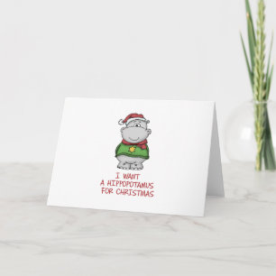 Cartes Pour Fêtes Annuelles Hippopotame pour Noël - conception mignonne