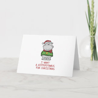 Cartes Pour Fêtes Annuelles Hippopotame pour Noël - conception mignonne
