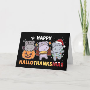 Cartes Pour Fêtes Annuelles Hippos de Hallothanksmas Joyeux Noël Hippo Holida