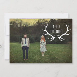 Cartes Pour Fêtes Annuelles Hipster Antlers   Christmas Photo