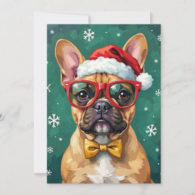 Cartes Pour Fêtes Annuelles Hipster French Bulldog Santa Glasses Modern  (Devant)