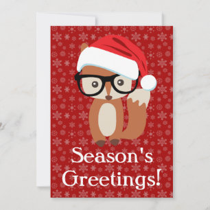 Cartes Pour Fêtes Annuelles Hipster Holiday Fox avec lunettes