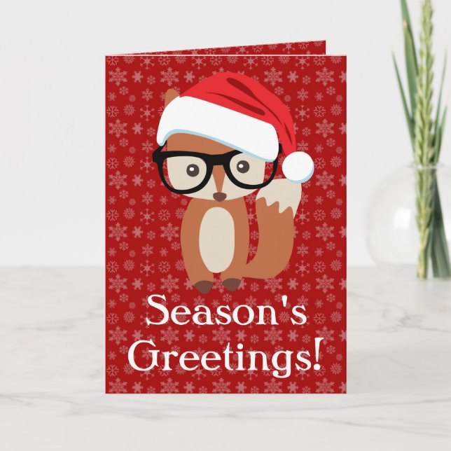Cartes Pour Fêtes Annuelles Hipster Vacances Fox lunettes mignonne Animal Noël (Devant)