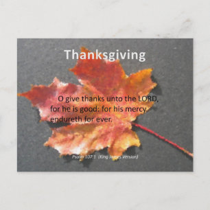 Cartes Pour Fêtes Annuelles His Mercy Endureth Thanksgiving Psalm 107:1