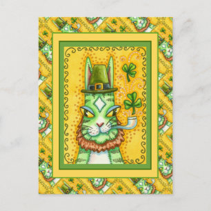 CARTES POUR FÊTES ANNUELLES HISS N'FITZ LEPRECHAUN, ST. CHAT AMUSANT DE LA JOU