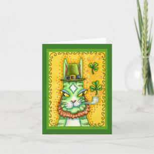 CARTES POUR FÊTES ANNUELLES HISS N'FITZ LEPRECHAUN, ST. CHAT AMUSANT DE LA JOU