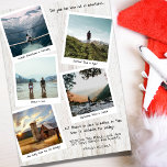 Cartes Pour Fêtes Annuelles Histoires de voyage Photo Collage Noël<br><div class="desc">Voici notre carte de collage photo de vacances, une façon sincère de capturer l'essence d'une année remplie d'aventures et de souvenirs de voyage. Cette carte unique comporte cinq photos de voyage carrés, soigneusement programmées pour présenter vos moments préférés du monde entier. C'est le choix idéal pour ceux qui ont passé...</div>