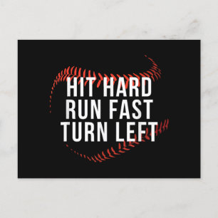 Cartes Pour Fêtes Annuelles Hit Hard Run Fast Turn Left Drôle Lecteur De Baseb