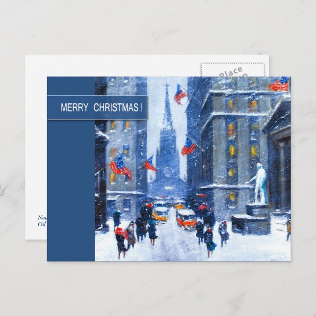 Cartes Pour Fêtes Annuelles Hiver à New York. Noël (Devant / Derrière)