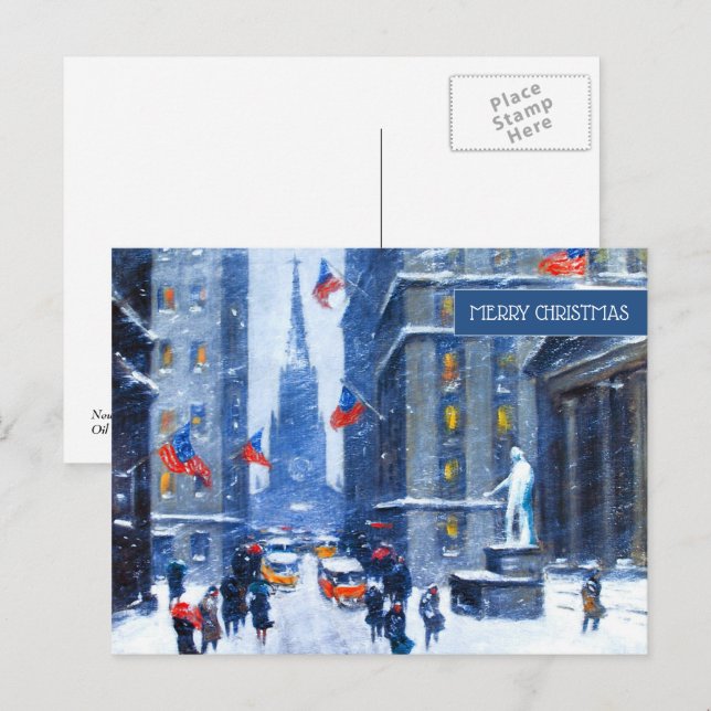 Cartes Pour Fêtes Annuelles Hiver à New York. Noël (Devant / Derrière)