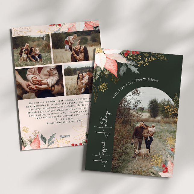 Cartes Pour Fêtes Annuelles Hiver Arc Floral Joyeuses Vacances Cinq Photo (Créateur téléchargé)