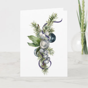 Cartes Pour Fêtes Annuelles Hiver argent et bleu