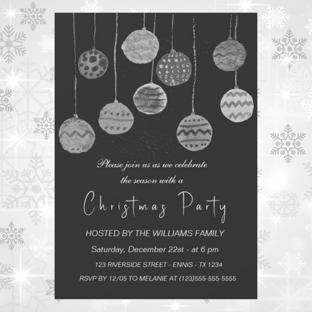 Cartes Pour Fêtes Annuelles Hiver Bauble Ornement Noël Fête Aquarelle (Créateur téléchargé)