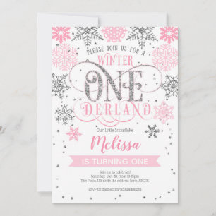 Cartes Pour Fêtes Annuelles Hiver Conederland, Fille1er anniversaire Invitatio