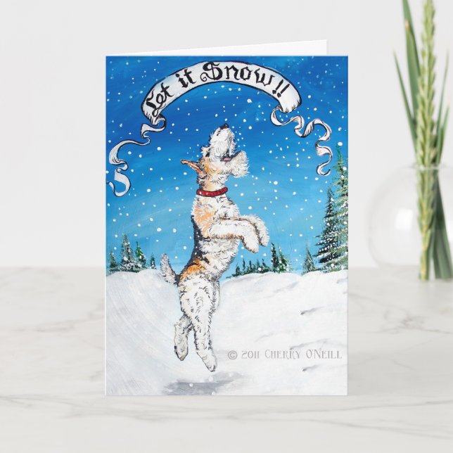 Cartes Pour Fêtes Annuelles Hiver de Fox Terrier de fil (Devant)