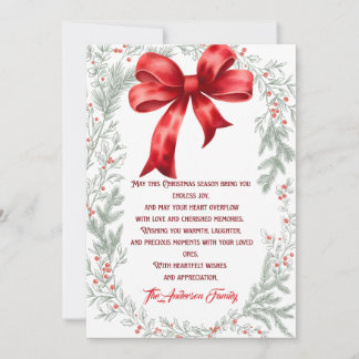 Cartes Pour Fêtes Annuelles Hiver Elégante aquarelle Bow rouge Noël