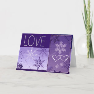 Cartes Pour Fêtes Annuelles Hiver Flocon de neige Amour en violet