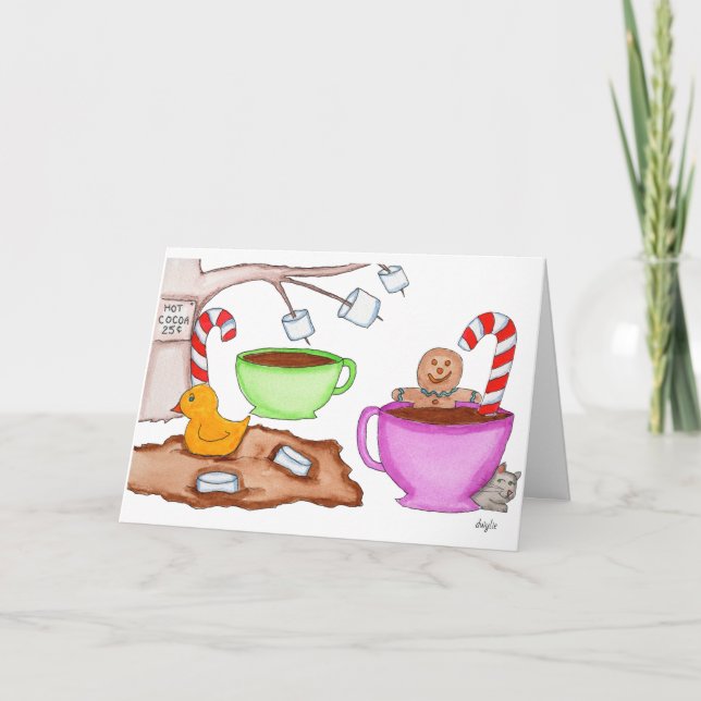 Cartes Pour Fêtes Annuelles Hiver - Le temps du chocolat chaud (Devant)