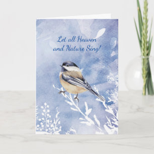 Cartes Pour Fêtes Annuelles hiver Oiseau de neige Écriture chrétienne Noël