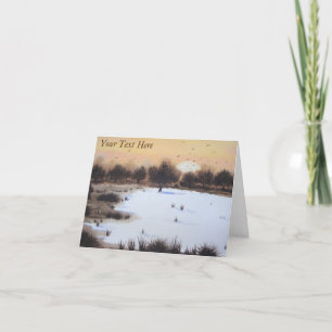 Cartes Pour Fêtes Annuelles hiver Scène des neiges paysage boisé
