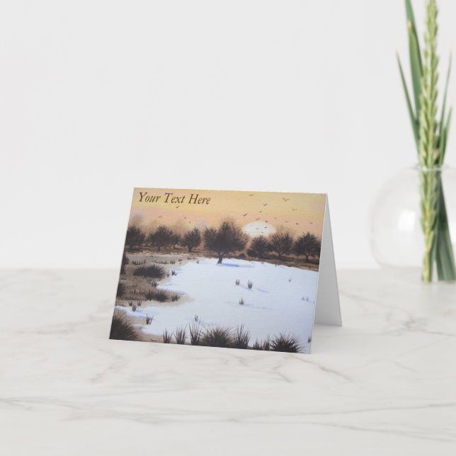 Cartes Pour Fêtes Annuelles hiver Scène des neiges paysage boisé (Devant)