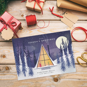 Cartes Pour Fêtes Annuelles Hiver Un Chalet De Ski Cadre Illustré