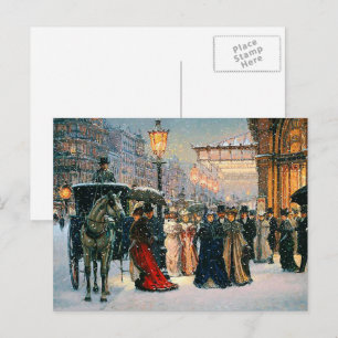 Cartes Pour Fêtes Annuelles Hiver vintage Scène Parisienne