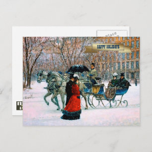 Cartes Pour Fêtes Annuelles Hiver vintage Scène Parisienne Noël
