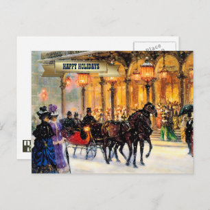 Cartes Pour Fêtes Annuelles Hiver vintage Scène Parisienne Noël