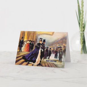 Cartes Pour Fêtes Annuelles Hiver vintage Scène Parisienne Noël