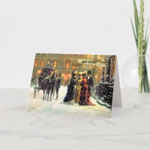 Cartes Pour Fêtes Annuelles Hiver vintage Scène Parisienne Noël