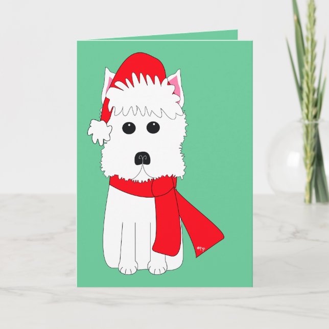 Cartes Pour Fêtes Annuelles hiver Westie (Devant)