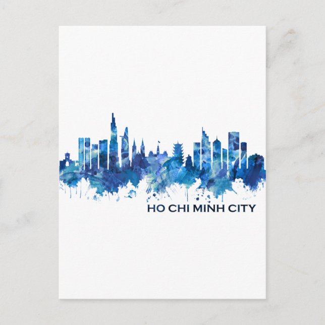 Cartes Pour Fêtes Annuelles Ho Chi Minh Ville Viêt Nam Skyline Blue (Devant)