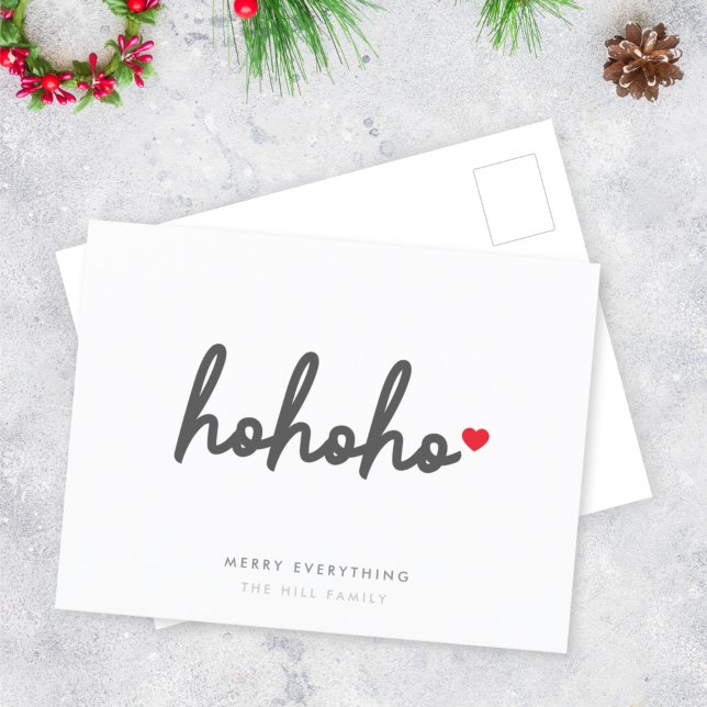Cartes Pour Fêtes Annuelles Ho Ho | Christmas Heart Modern Minimalist (Créateur téléchargé)
