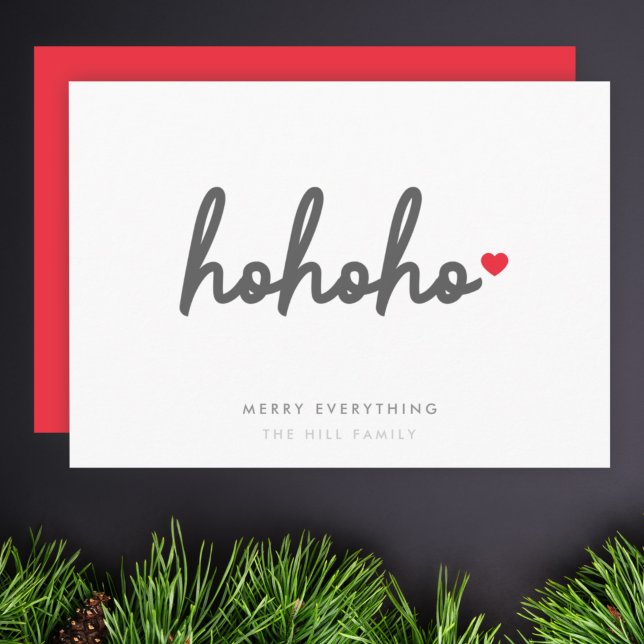 Cartes Pour Fêtes Annuelles Ho Ho | Christmas Heart Modern Minimalist (A simple and stylish Christmas card to share your warmest wishes.)